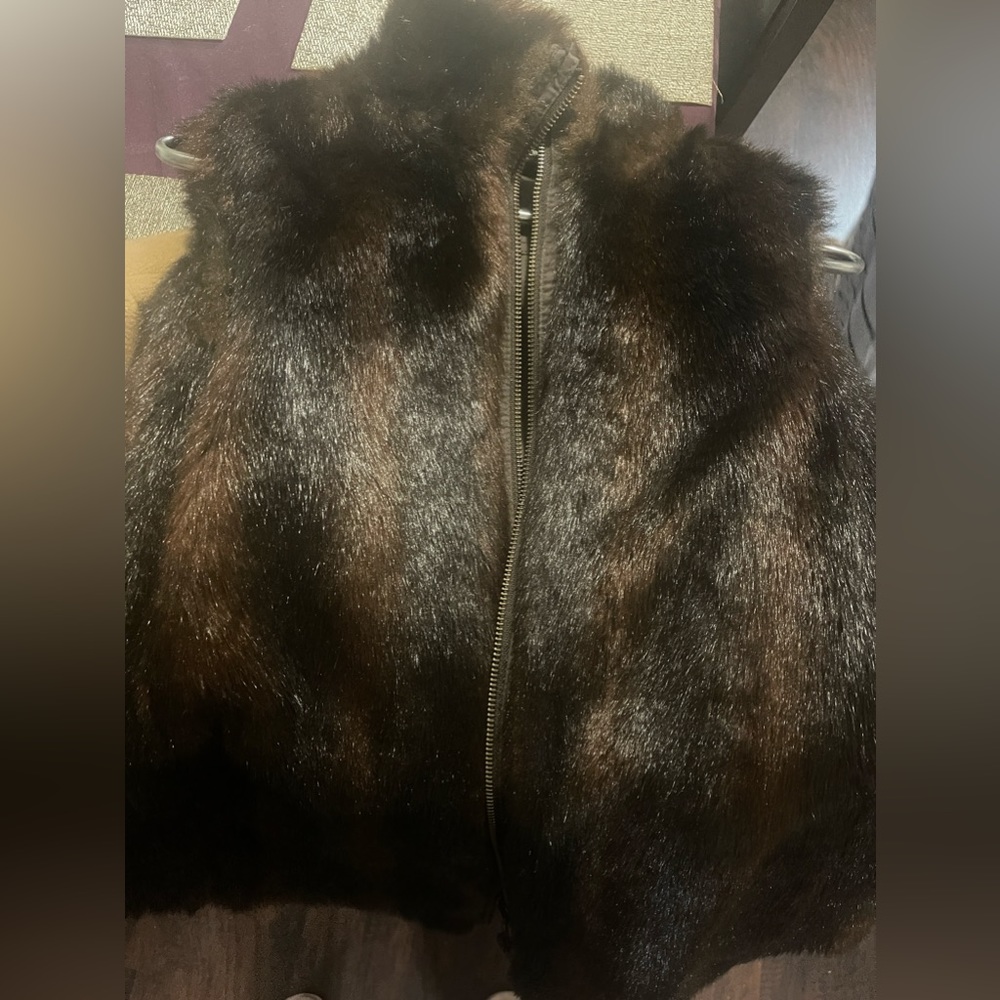 Reversible brown Fur vest#